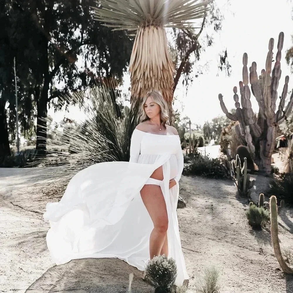 PinkBlush Ivory‎ Off Shoulder Open Maternity dress